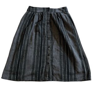 Luna Moon 100% cotton button down black skirt with white stripes fully lined